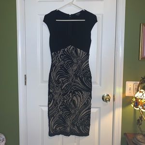 Bebe Long Cream Lace Dress